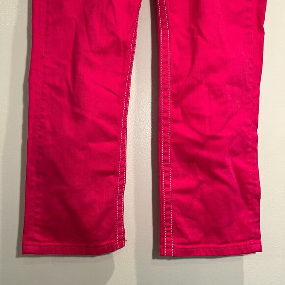 Miss Me Jeans Hot Pink Low Rise Wing Embellished Cuffed Capri, Size 27 - Picture 6 of 16